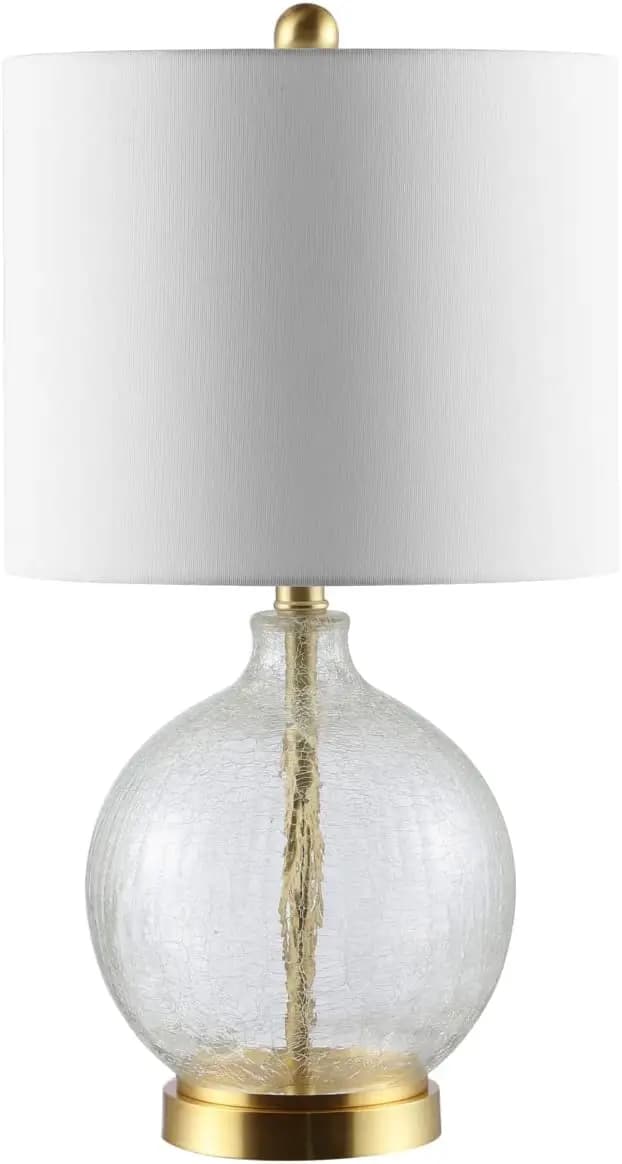 Lampada da Tavolo con Vetro Trasparente e Finitura Dorata, 22 Pollici per Camera da Letto, Soggiorno, Ufficio, Scrivania, Comodino, Lampadina LED Inclusa