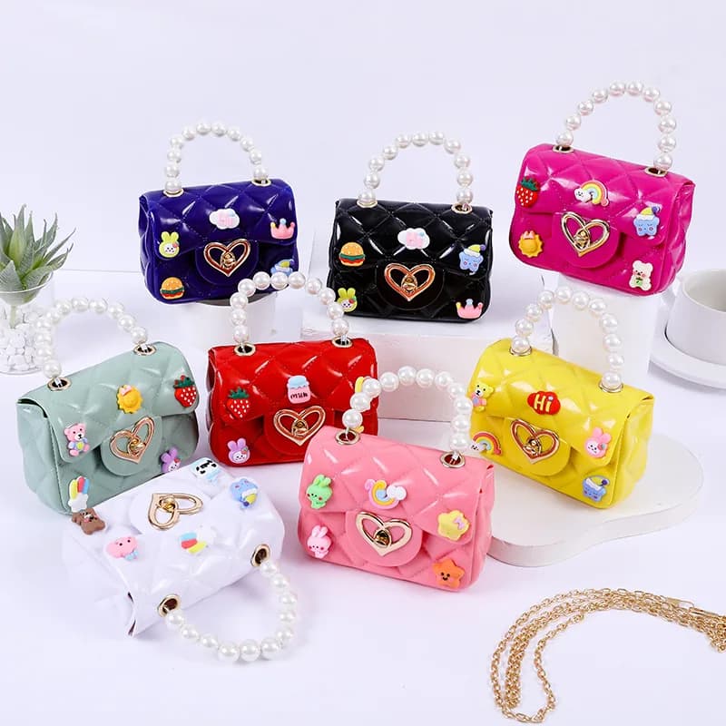2026 New Jelly Bag Mini Pearl Handbag Women's Handmade Patchwork Crossbody Bag Transparent Shoulder Bag for Girls