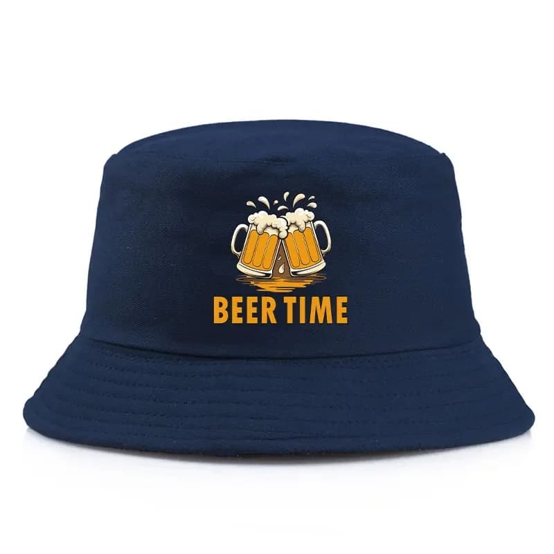 Beer Time Cappello da pescatore reversibile con tazza da birra Cheers Stampa Berretto da pescatore estivo Uomo Donna Festival all'aperto Spiaggia Bere Divertimento