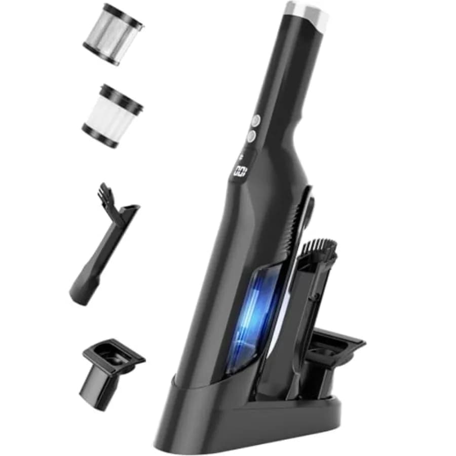 Aspirapolvere Portatile Senza Fili 24Kpa per Auto con Motore Brushless, Base di Ricarica, Ricaricabile, 1.5 libbre, Aspirapolvere Portatile con
