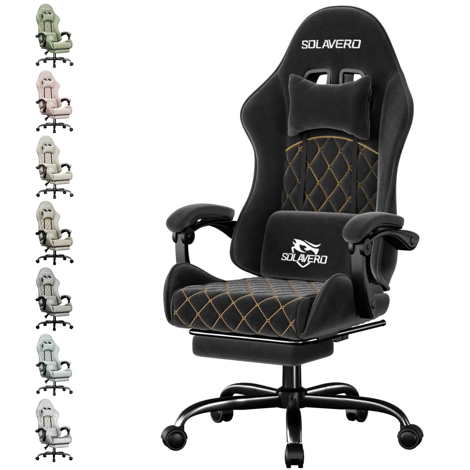 Sedia da Gaming con Massaggio, Sedia da Ufficio per Computer con Tessuto Confortevole, Sedia da Gioco Regolabile in Altezza con Rotazione a 360° ° Sedile Girevole e Poggiatesta