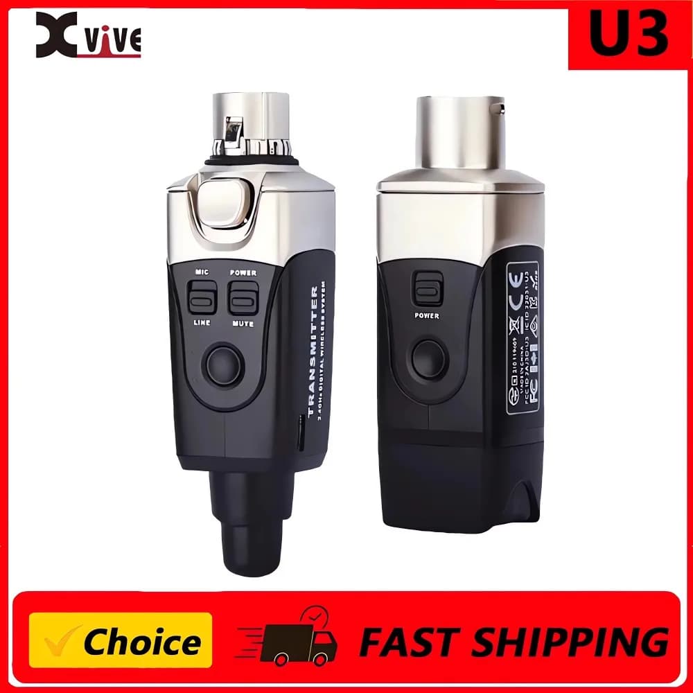 Microfono a condensatore wireless Xvive U3 con ricarica, trasmettitore, ricevitore WIFI Bluetooth per altoparlante