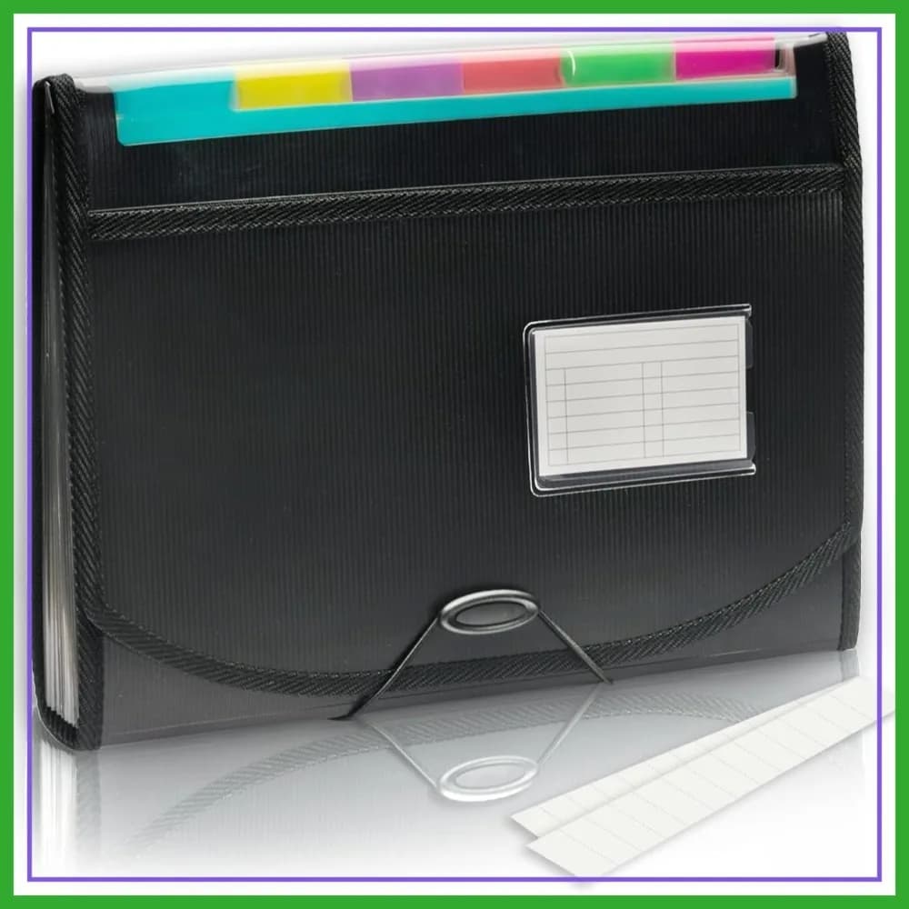 Organizzatore di documenti a fisarmonica H4D, cartella espandibile a 13 tasche con etichette, formato Letter, 1 confezione