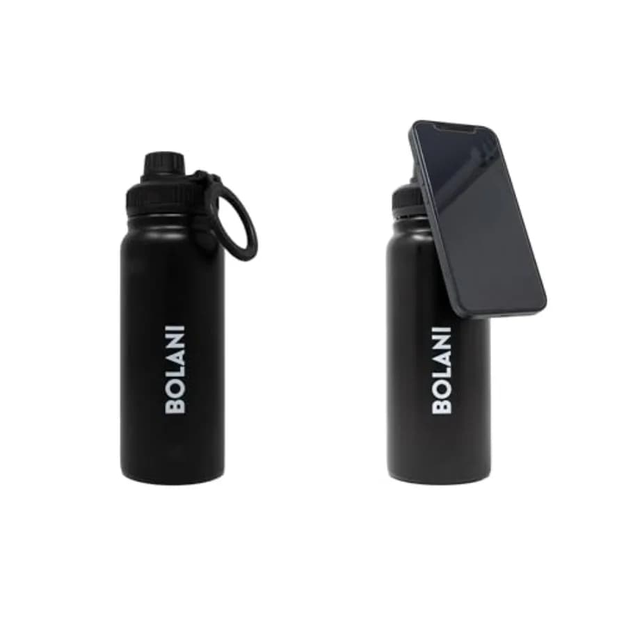 Bottiglia d'acqua isolata in acciaio inossidabile da 24oz compatibile con MagSafe + adattatore per il fissaggio all'iPhone, a prova di perdite, per palestra e ufficio.