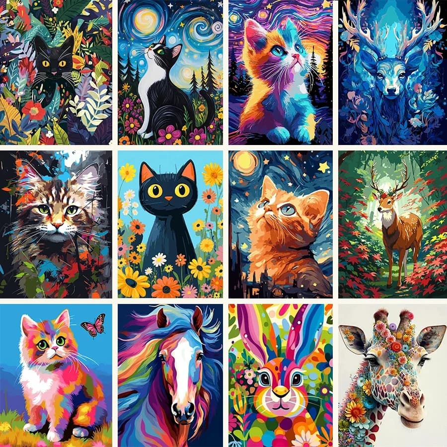 Animal Diy Painting Kit For Adults，Paint By Numbers Canvas Acrylic Painting，Handmade Gift Decorative Paintings