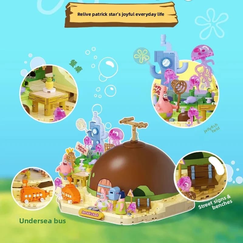 AREAX SpongeBob SquarePants Pietra Piccole particelle Building Block Assemblaggio Puzzle fai da te Modello giocattolo Giocattoli regalo di compleanno per bambini