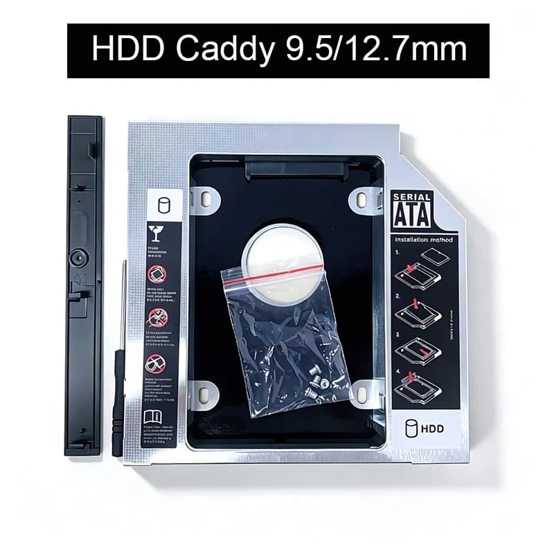Adattatore per caddy HDD SSD Interfaccia SATA 3.0 Supporto per disco rigido per laptop Staffa da 9,5/12,7 mm per CD DVD ROM Baia ottica