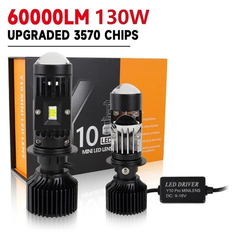 2PCS H7 Proiettore LED Mini Lente H4 HB2 9003 Fascio Alto Basso Fari A LED Canbus 6000K Turbofan LED Fari Automotive 130W
