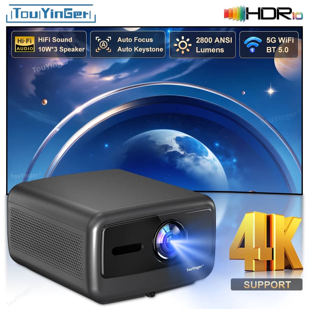 Touyinger Q12W pro 2800ANSI Proiettore Home Theater intelligente Full HD 4K a doppio schermo Wifi Bluetooth