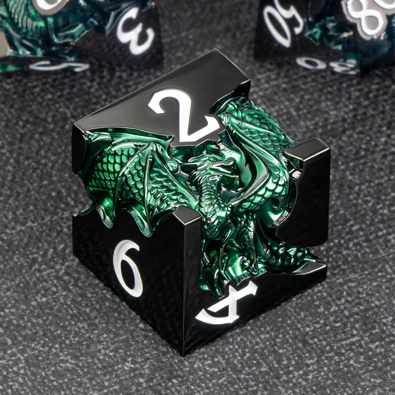 Dragon DND Dice Set for Role Playing Game, Green Metal D&D Dice Set Dungeons and Dragons, 7Pcs RPG Polyhedral D and D Dice Set