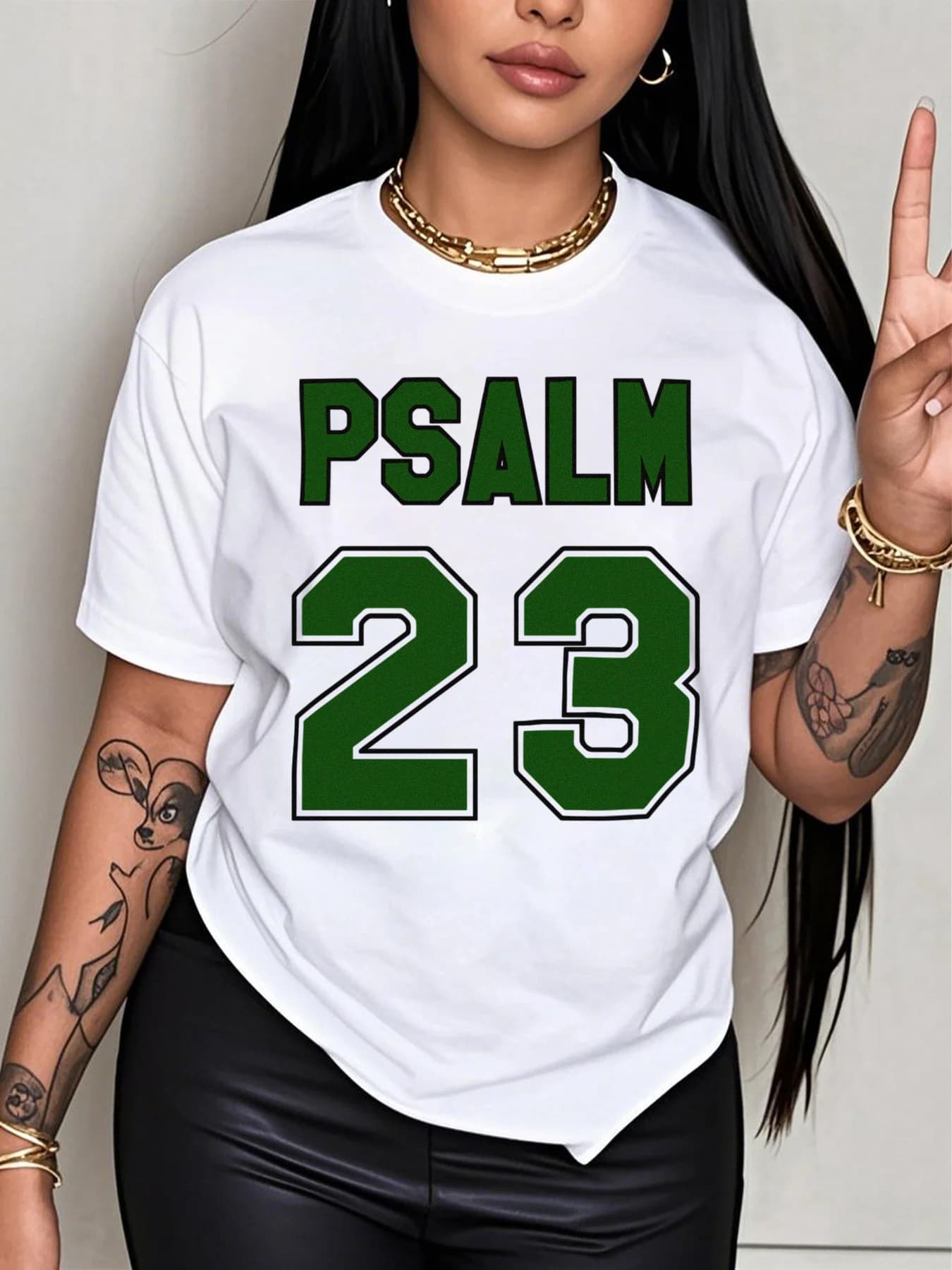 T-shirt premium da donna Salmo 23 Jersey T-shirt casual oversize a maniche corte girocollo con scritte verdi audace abbigliamento da donna