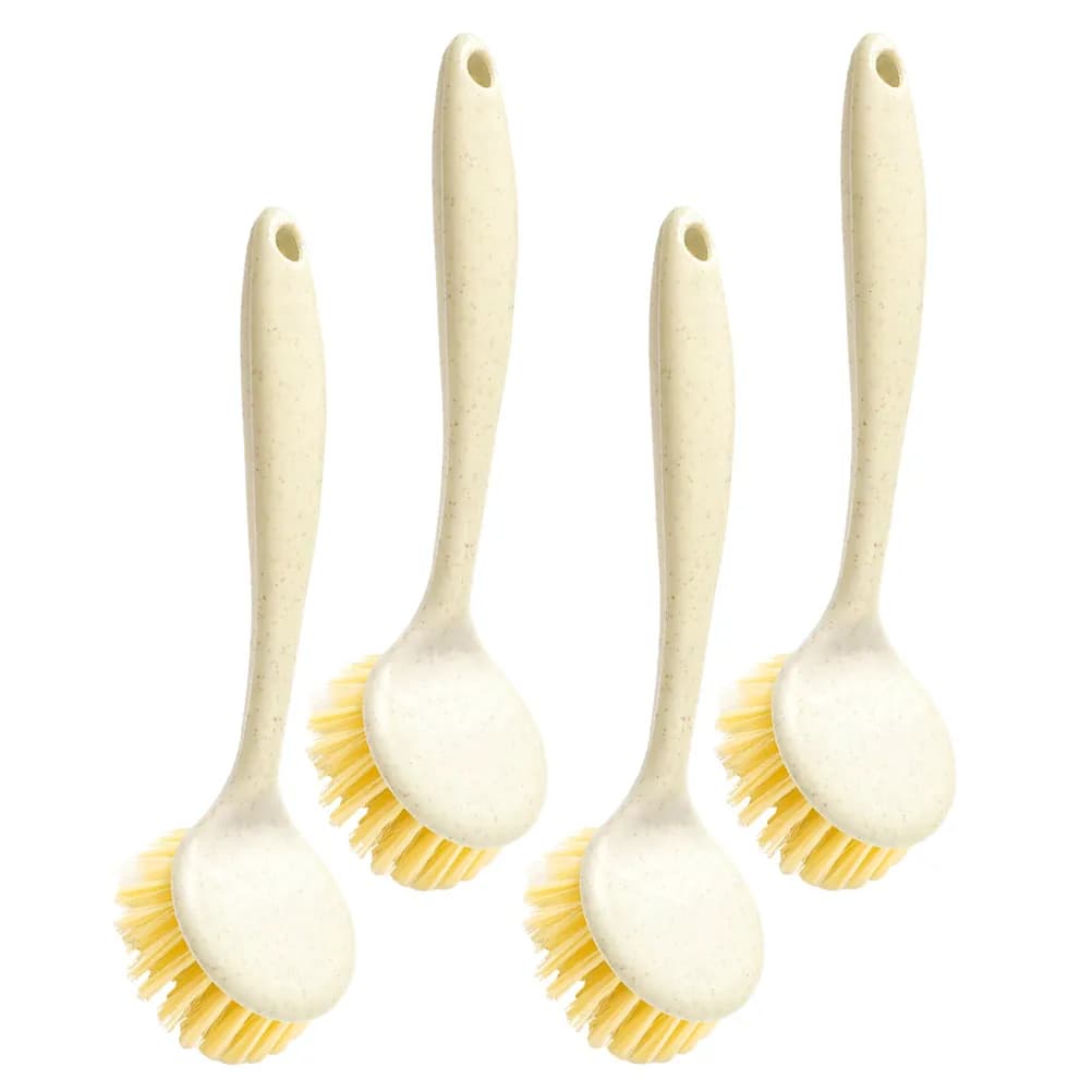 4Pcs Premium PP Multipurpose Cleaning Brushes Long Handle Design for Dishwashing Pots Frying Pans Sinks Bathtubs Tiles Carpets
