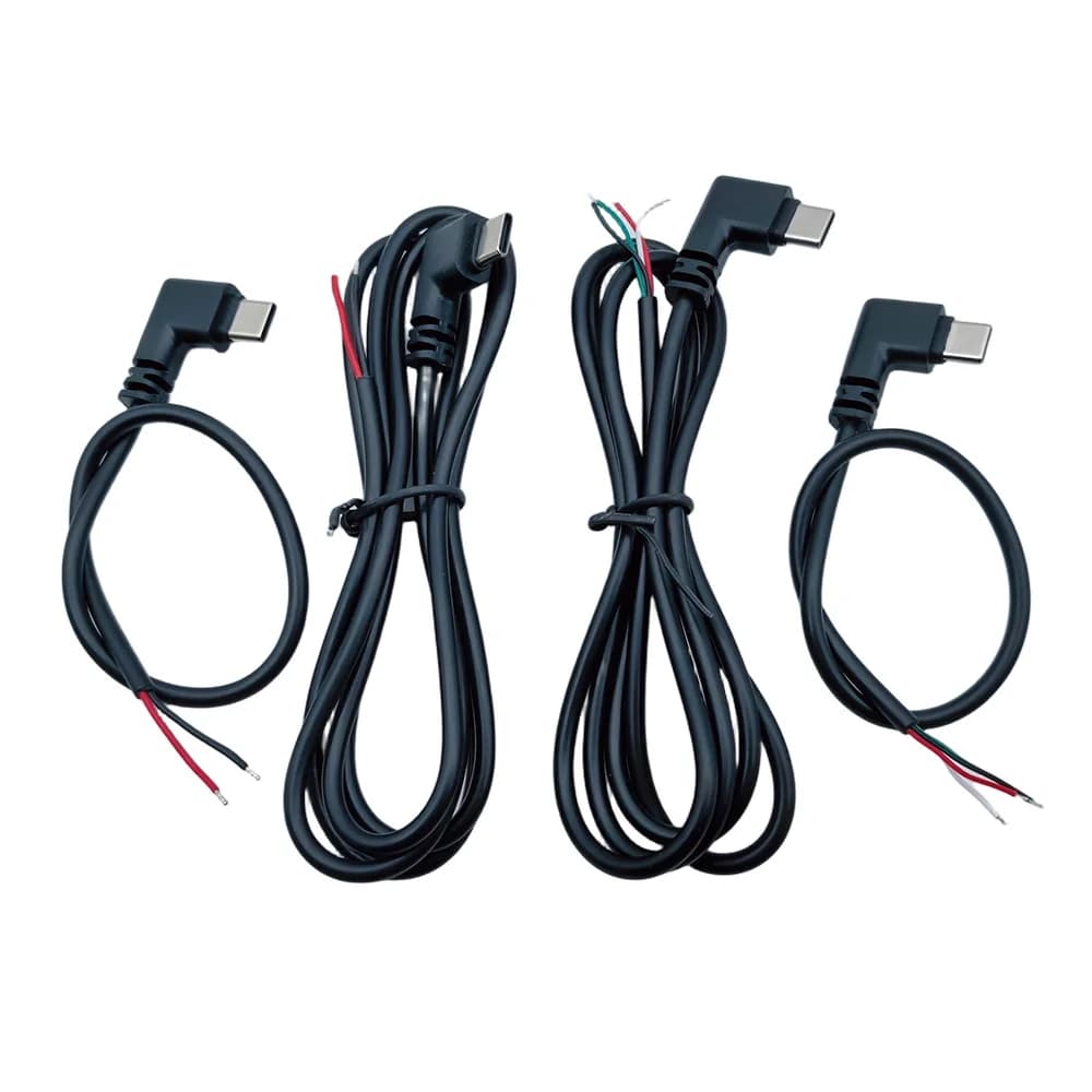 1 pz USB C a 2 pin filo nudo cavo di alimentazione open end 90 gradi USB tipo C spina maschio 4 pin cavo a treccia per 5 V USB tipo C cavo fai da te