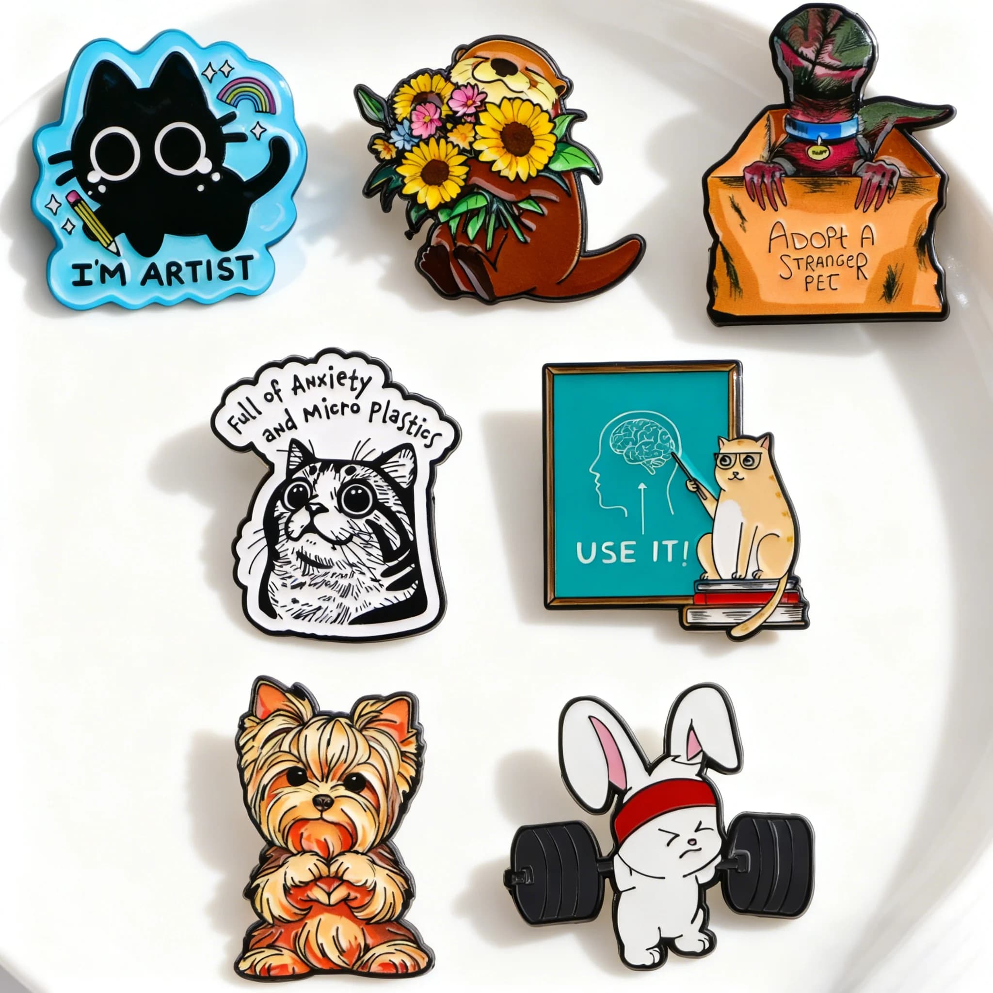 Spille Smaltate a Forma di Coniglio, Distintivi di Gatto Nero Cartoon, Spille Divertenti a Forma di Alieno per Zaini, Cappelli, Accessori Cosplay, Giocattoli e Regali