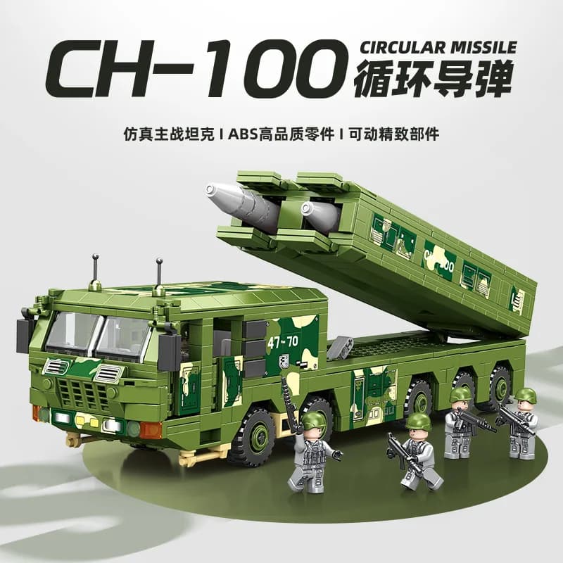 Blocchi da Costruzione Creativi MOC per Veicoli Militari con Missili, Modello di Camion Lanciamissili della Seconda Guerra Mondiale, Giocattolo Educativo da Assemblare, Regalo per Ragazzi