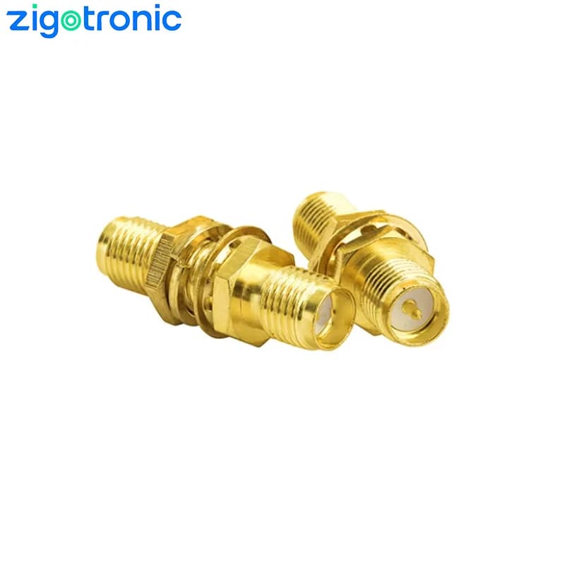 Adattatore Zigotronic SMA Femmina a RPSMA Femmina, Connettore Coassiale per Antenna con Montaggio a Pannello, Diritto, per Antenne 4G WiFi GPS