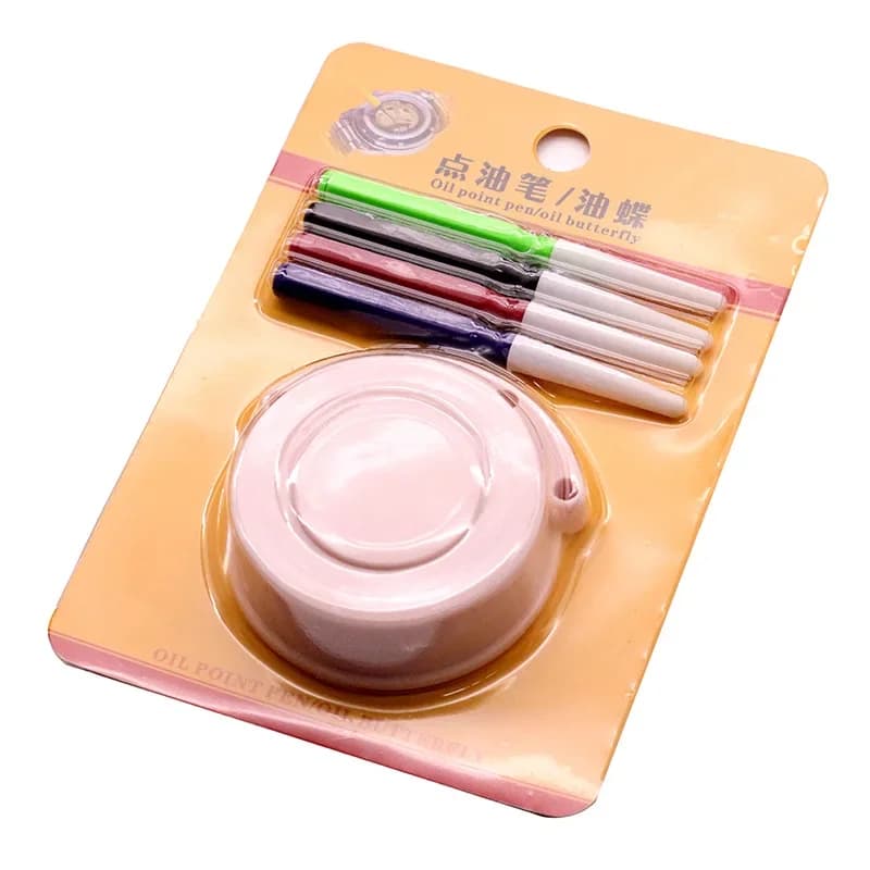 4 pezzi penna a spillo olio dip + 1 pezzo set di strumenti per piatto oliatore strumento per la pulizia dell'orologio tenere l'orologio strumento accessorio per la riparazione dell'orologio a olio per orologiai