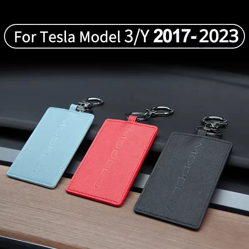 Card Key Case for Tesla Model 3 Model Y Leather Key Holder Protector Cover Accessories Card Purses Bag 2017-2023