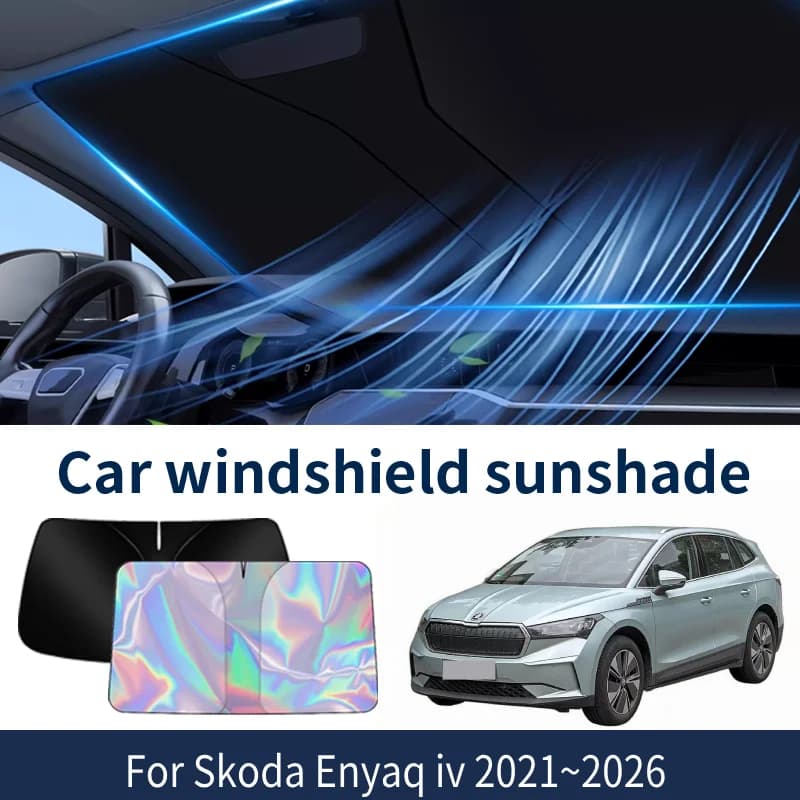Parabrezza anteriore Parasole Per Skoda Enyaq iv 2021 ~ 2026 2025 2024 2023 Auto Visiera Parasole Isolamento termico Estate Accessori di Raffreddamento
