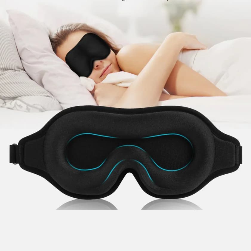 3D sleep mask in memory foam, soft and padded in silk, for eyes, sleep help, eye blind, obscuring, locks light