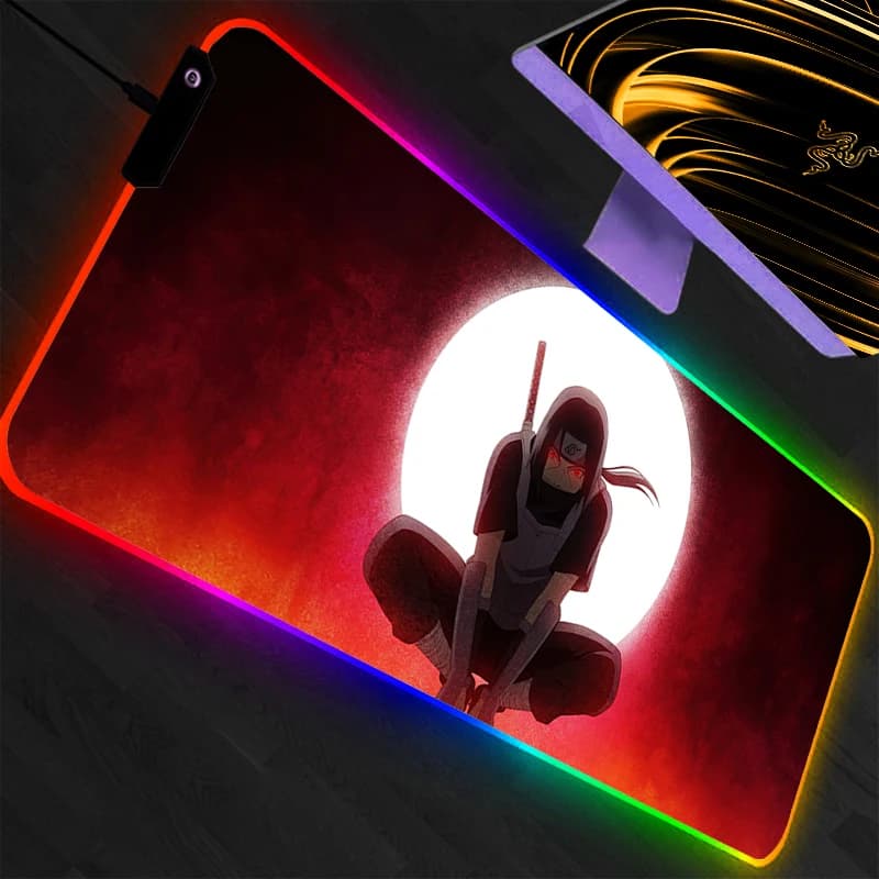 Tappetino Mouse RGB Narutogamer Grande con LED, Tappeto per Tastiera Antiscivolo in Gomma, Tappetino da Scrivania per Computer, Mousepad Retroilluminato per Gamer PC, Animazione