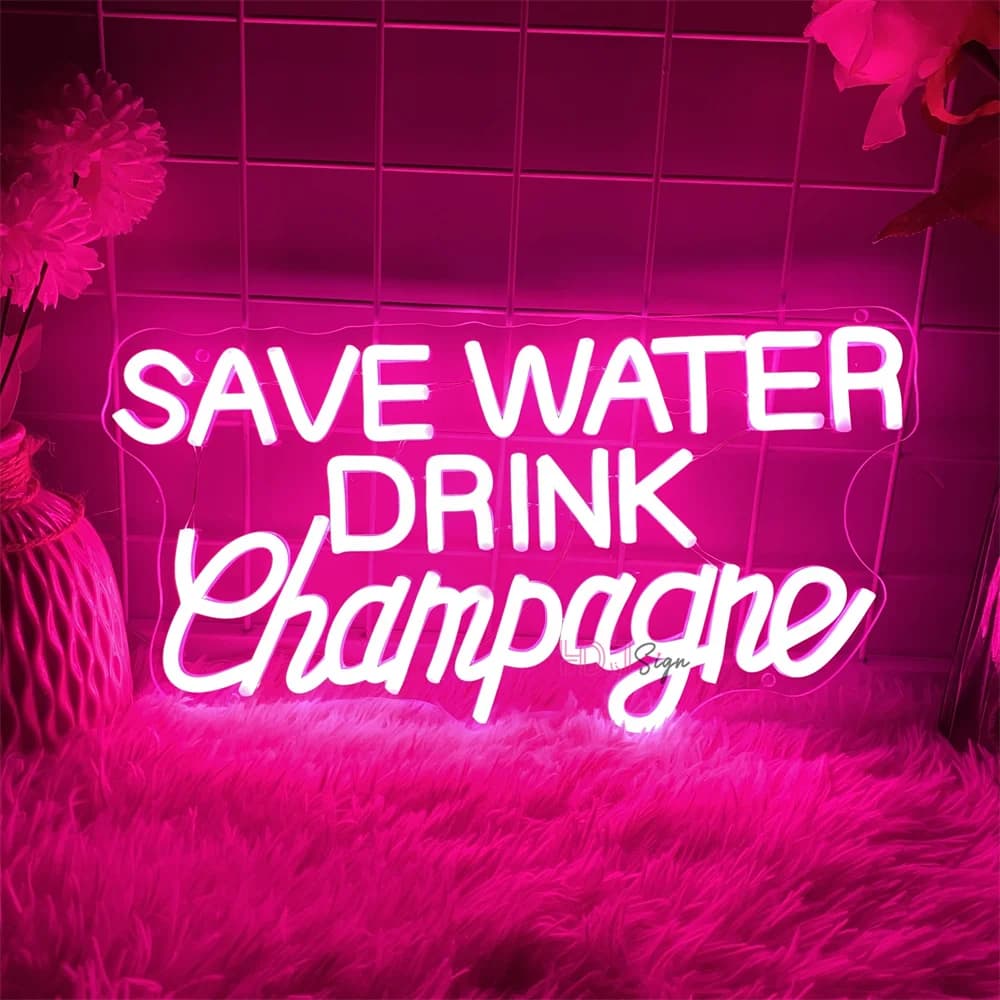 Risparmia acqua bevanda champagne Insegne al neon a LED Bar pub Decorazione Luci al neon USB Bar Coffee Party Room Decorazioni da parete Insegne al neon a LED