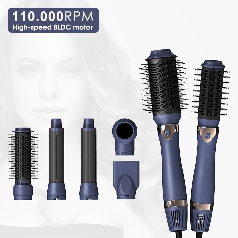 Styler hot air brush for detachable electric hair dryer 7 in 1 to smooth the drying with volumizing brush and dryer