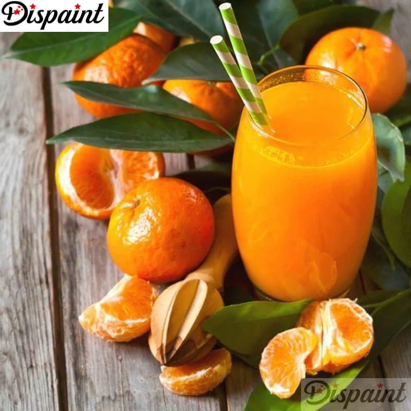 Dispaint Pittura Diamante "Succo di Frutta Arancia" Fai da Te 5D Diamante Ricamo Vendita Set Completo Strass Punto Croce Decorazioni per la Casa A25978