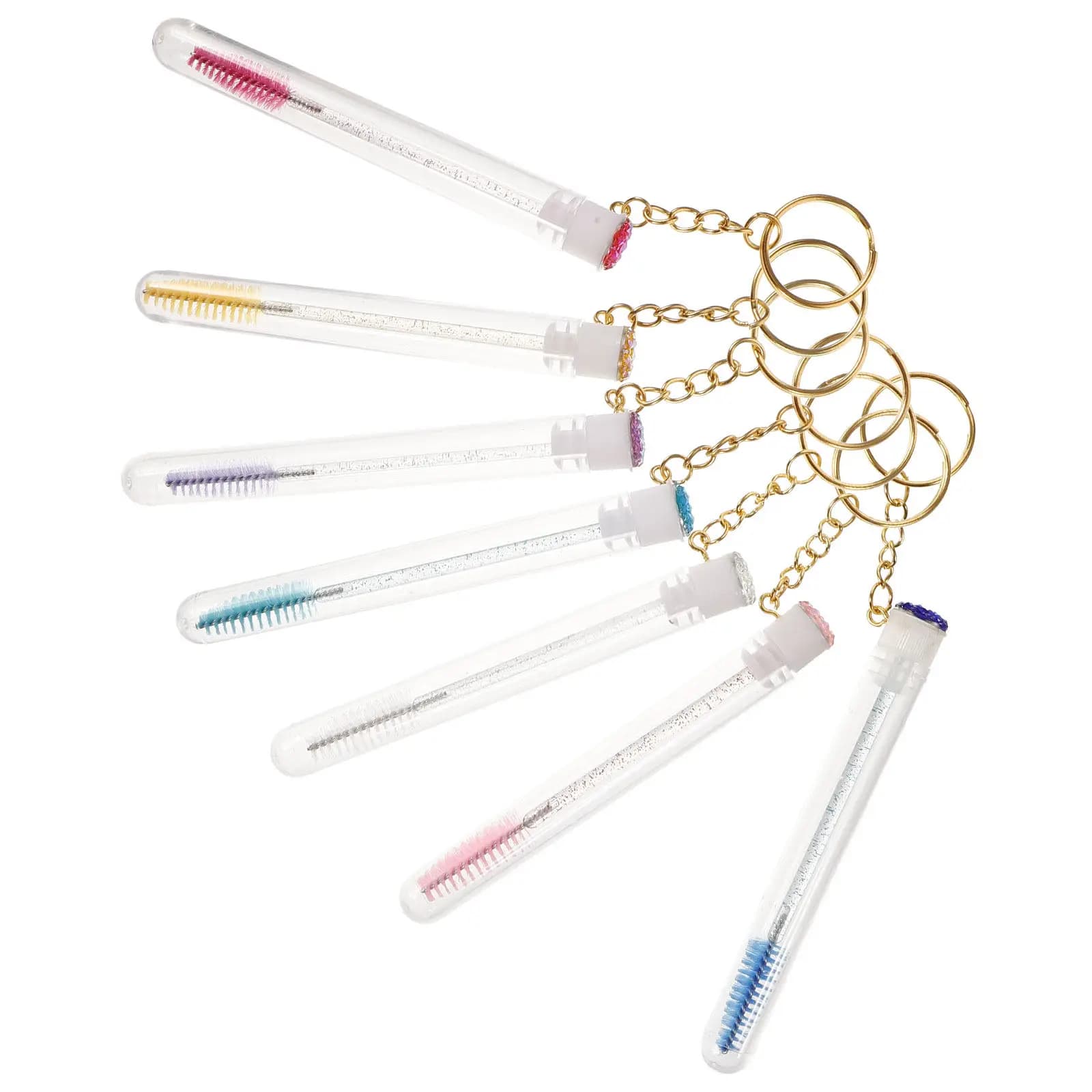 8 reusable crystal eyelash brushes, portable mascara applicator, eyebrow gel, eyeliner, lashes cleaning brush, travel brush