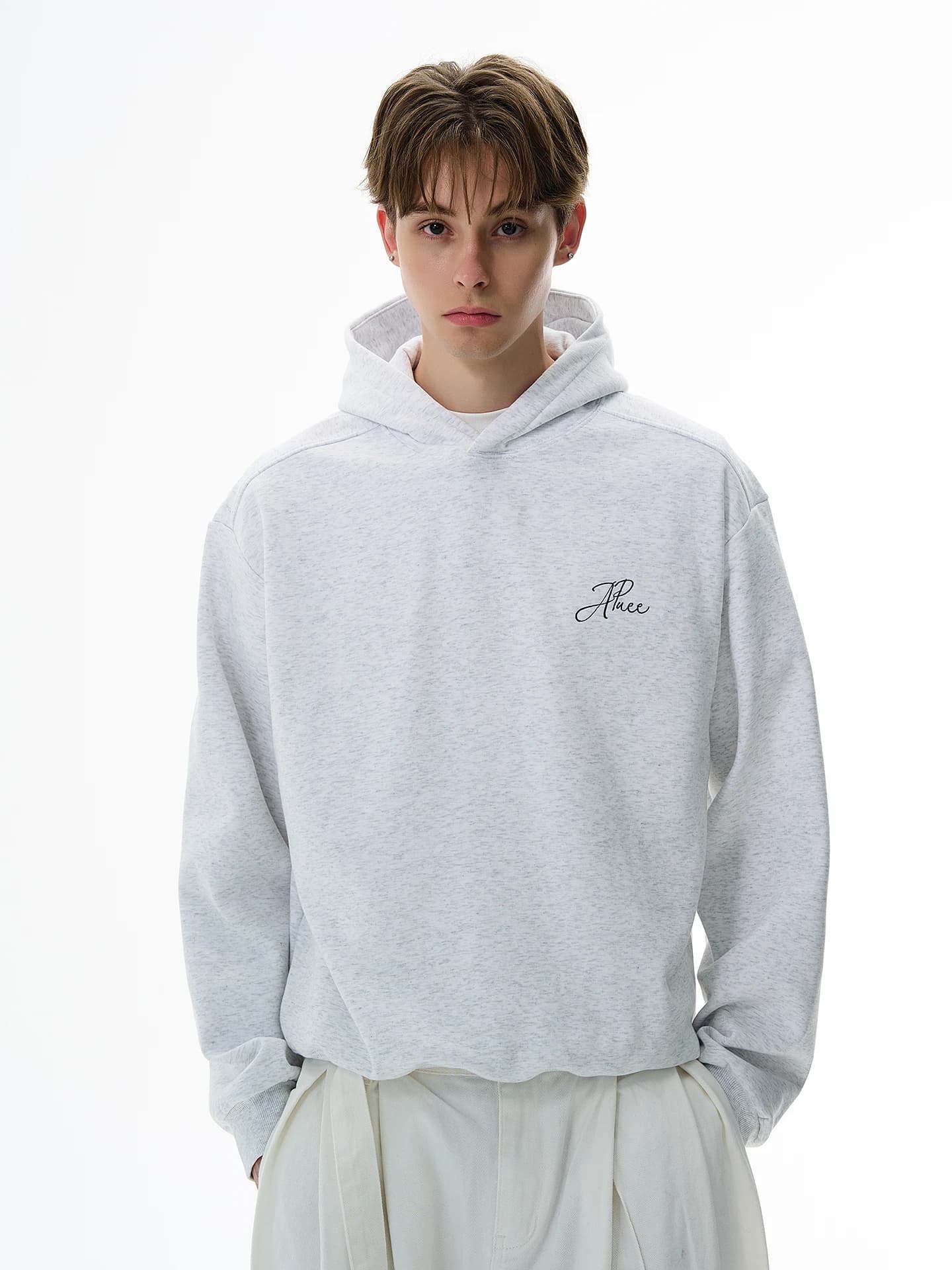 Cleanfit Boxy Short Hoodie Unisex Retro American Style Long Sleeve Cotton Sweatshirt with Hat Home Leisure Sportswear