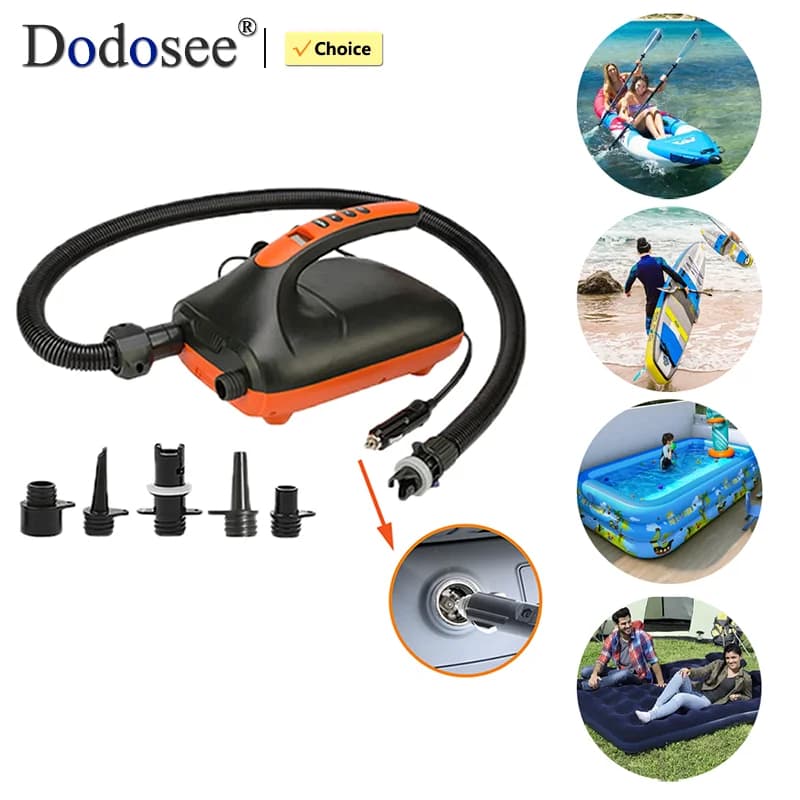 Pompa Elettrica SUP 12V 20 PSI Portatile a Doppio Stadio per Materassi Gonfiabili, Kayak, Barche e Stand Up Paddle Board - Ideale per Esterni