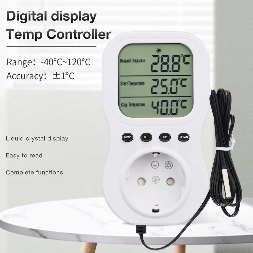 Interruttore termostato intelligente Presa timer digitale LCD Regolatore di temperatura multifunzione Presa di riscaldamento e raffreddamento con sensore NTC