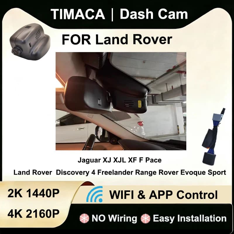 DVR Camera for Auto Jaguar F Pace XJ XJL XF, Land Rover Discovery 4, Range Rover Evoque Sport, Freelander, Dash Cam 2K 4K Wifi