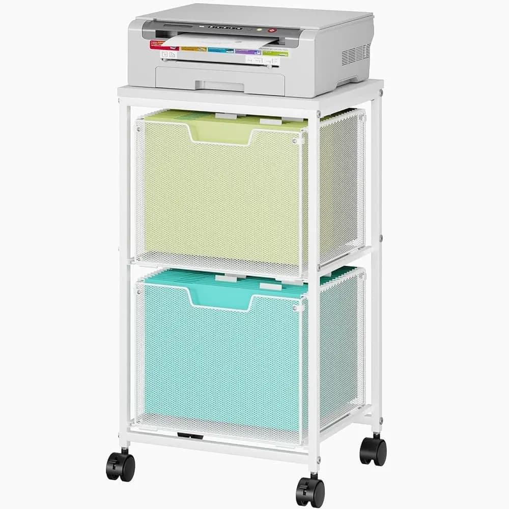 Carrello portadocumenti a rulli bianco Carrello portaoggetti sotto il tavolo con cartella sospesa con ruota Carrello artigianale con funzione rack