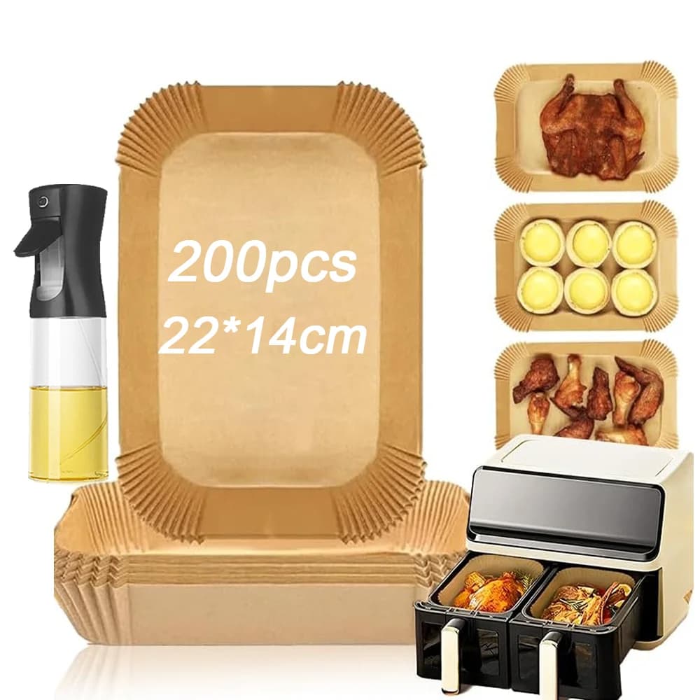 200 Pezzi Accessorio di Carta da Forno per Friggitrice Ad Aria Fogli di Carta da Forno Ninja per Friggitrice Ninja Foodi Accessori Doppio Stampo