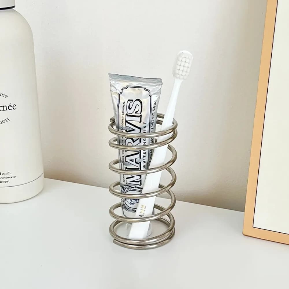 Porta spazzolino in acciaio inossidabile Accessori da bagno in acciaio metallico per dentifricio Portaoggetti per spazzole per trucco Strumento Decorazione della casa