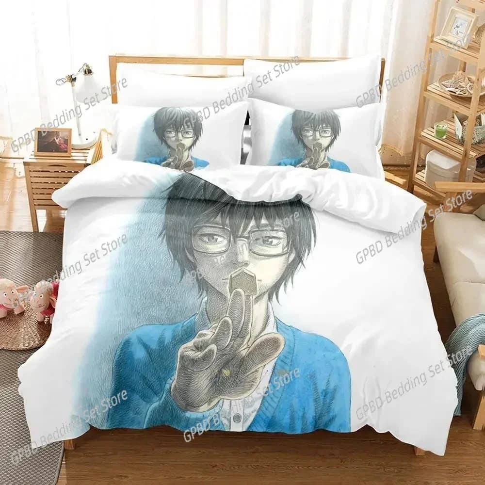 Il marzo viene fornito come un leone Set biancheria da letto Cartoon Anime set da tre pezzi Set copripiumino per camera da letto per bambini per adulti Set biancheria da letto di lusso Kawaii