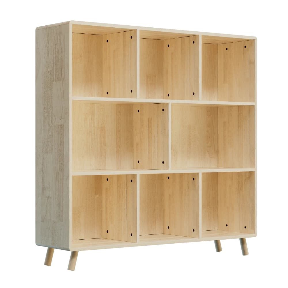 Armadietto portaoggetti a 8 scomparti in legno di pino, organizer con ripiani fissi da 44 pollici di lunghezza x 44 pollici di altezza per libri/giocattoli/decorazioni per la casa, libreria moderna in legno