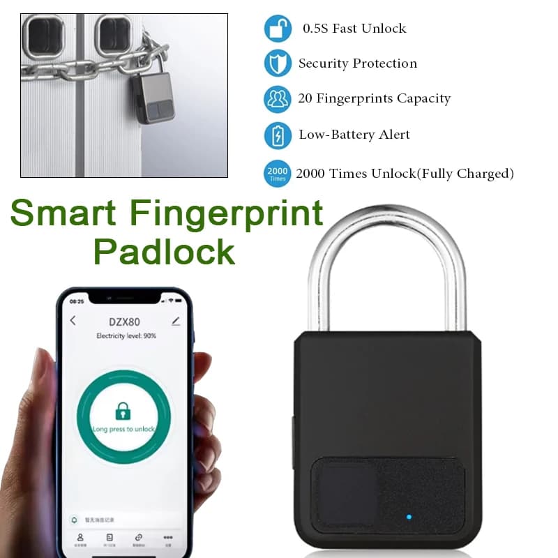 Lucchetto intelligente per impronte digitali Serratura elettronica antifurto impermeabile Mini armadietto biometrico portatile per bagagli per armadietto da palestra per bici