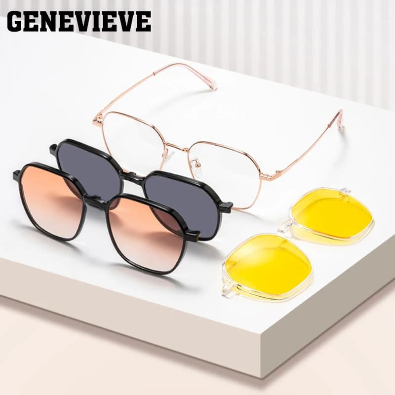 GENEVIEVE Magnetic Sunglasses Polarized Sunglasses Women's Night Vision Driving Glasses Myopia Glasses Customizable Prescription