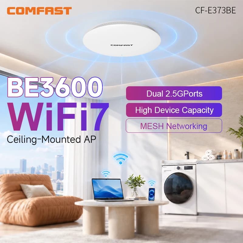 COMFAST BE3500 WiFi7 Access Point Dual-Band Ceiling AP 5G Repeater Gigabit Wireless Router Signal Booster Mesh Extender