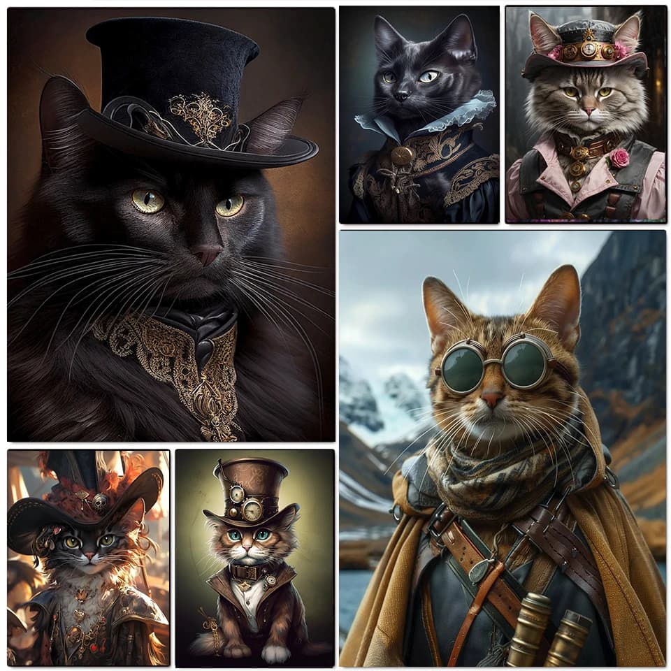 Kit Pittura Diamante Gatto, Ricamo a Punto Croce con Strass, Mosaico di Cristalli Animali, Decorazione Artistica per la Casa