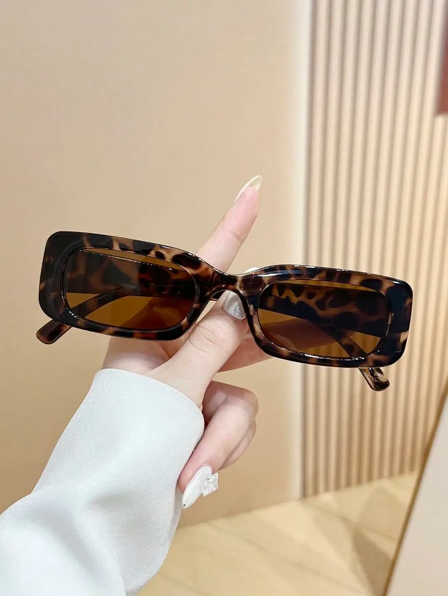 Square Retro Leopard Print Sunglasses For Women And Men Casual Outdoor Party Travel