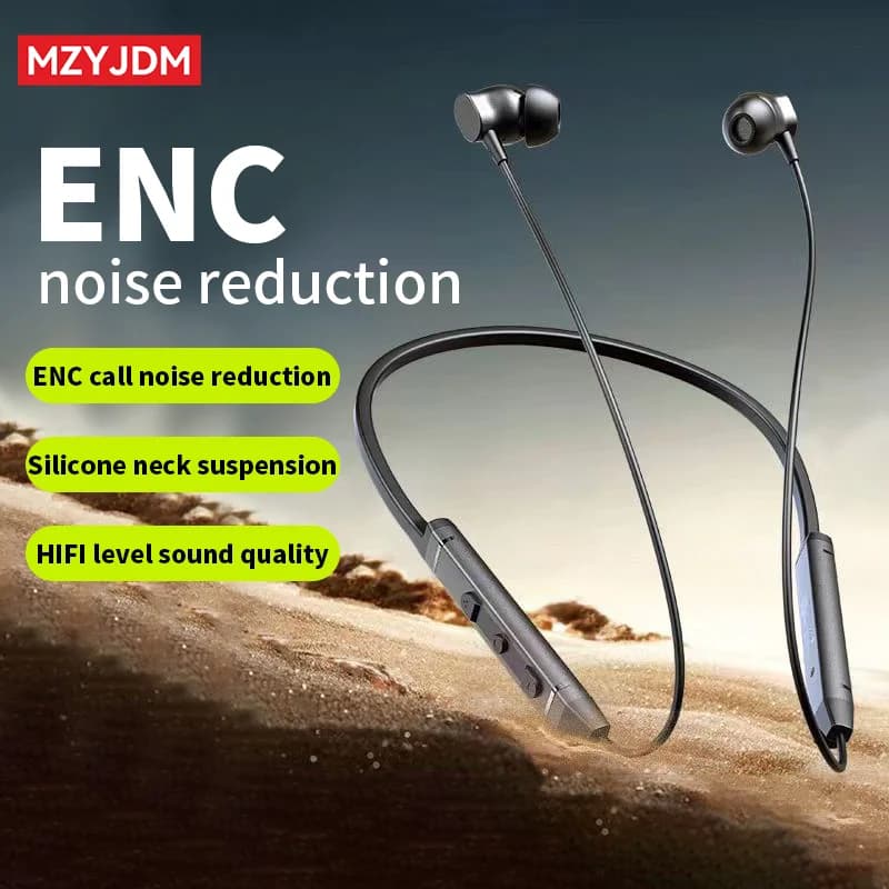 Wireless earphones with Bluetooth5.3 neck headset HiFi stereo earphones In Ear ENC Headphones with noise reduction Sports headphones with microphone