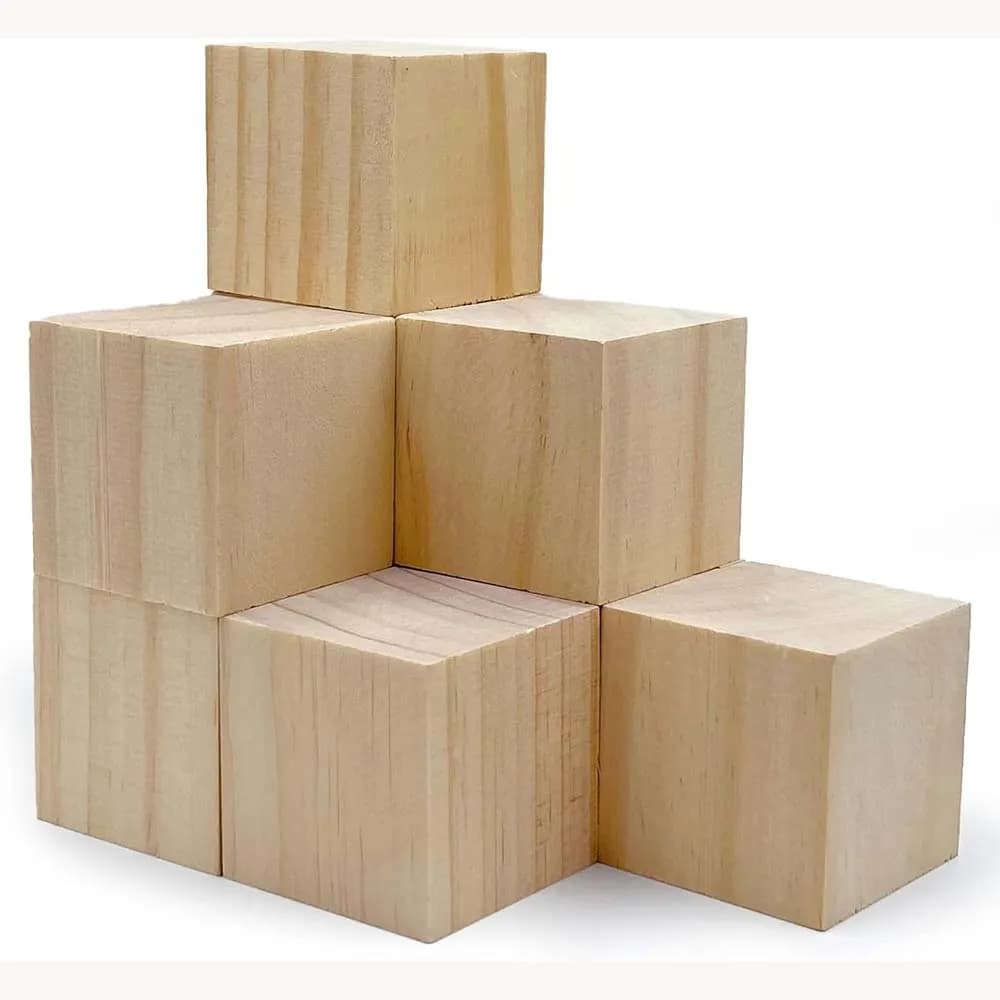Blocchi di Legno da 5 cm, 2 Pezzi, per Artigianato, Cubi di Legno Grandi per Progetti Fai-da-Te, Lettere, Timbri