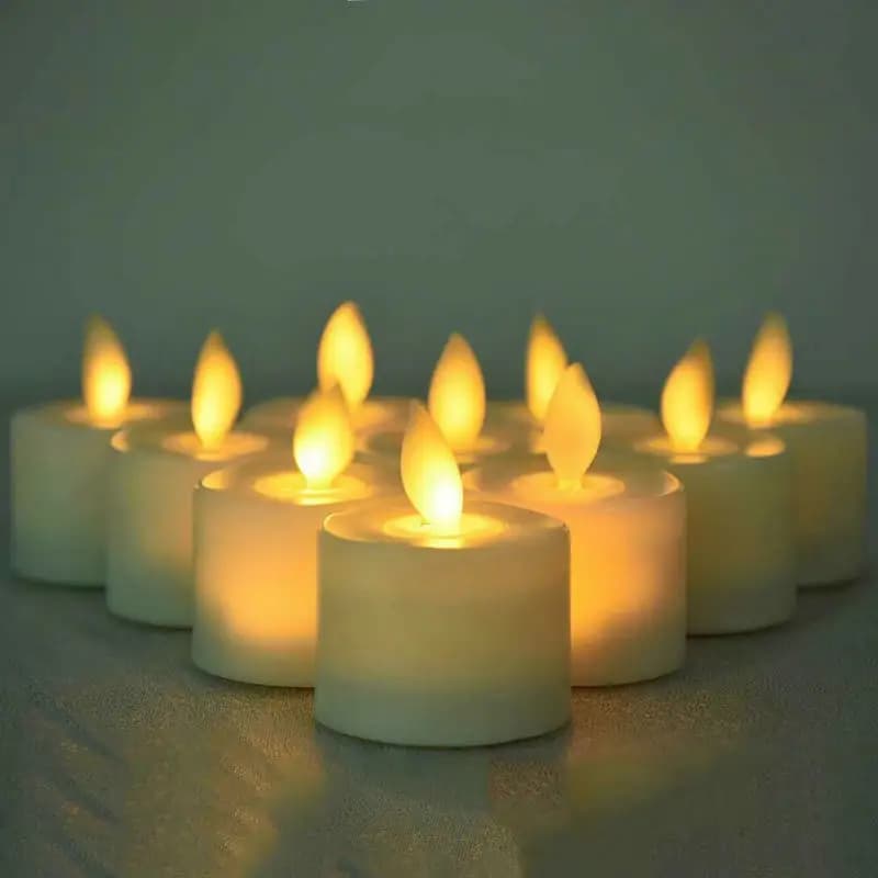 Confezione da 6 luci elettroniche senza fiamma per tè LED candela votiva per uso domestico danza oscillante stoppino mobile decorazioni per feste di nozze a casa-ambra