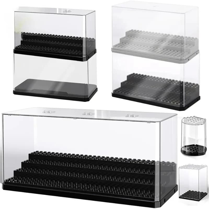 Building block doll exclusive display box transparent dust cover small particles large capacity storage display.