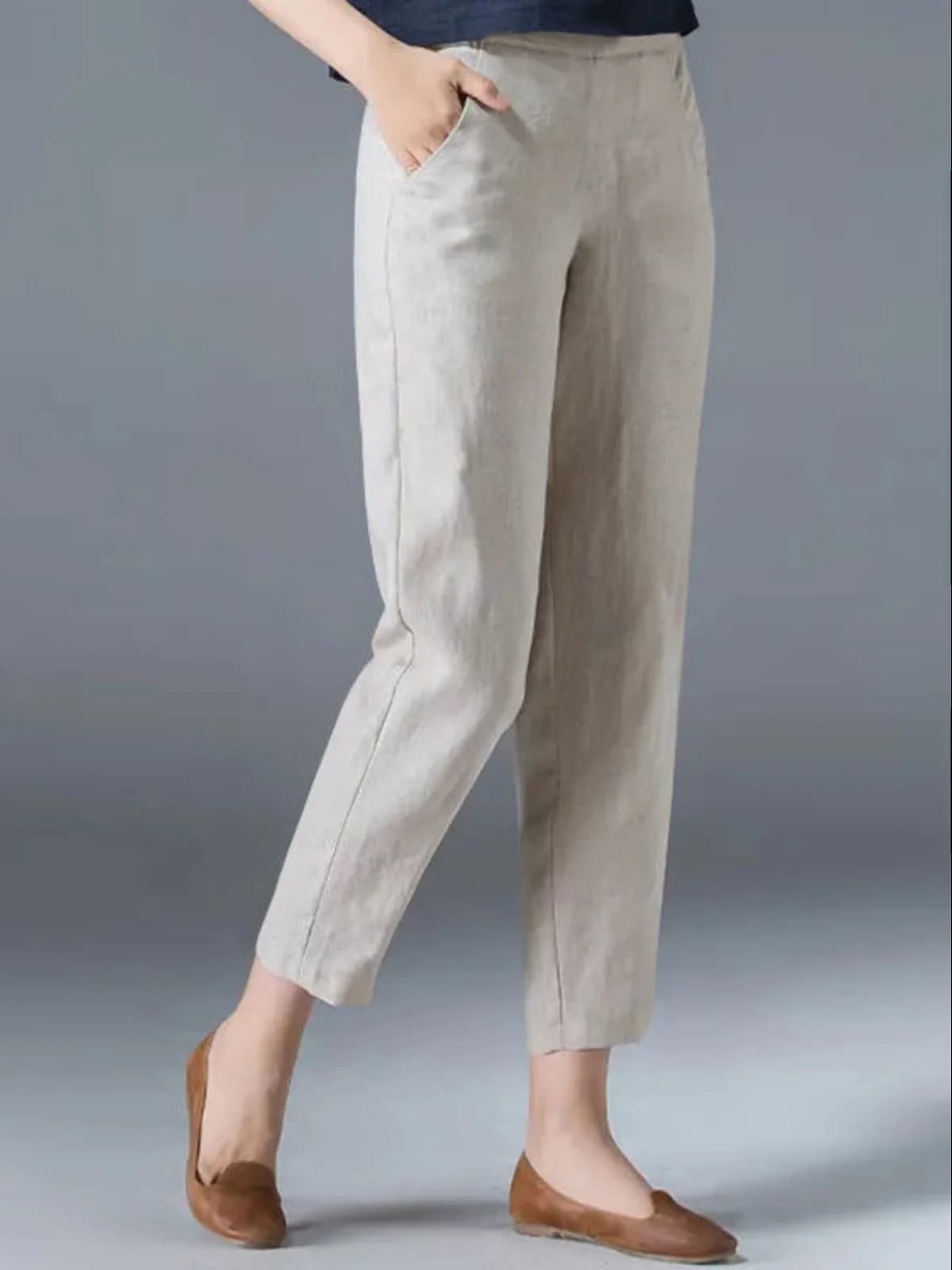 Women's Cotton Linen Harlan Loose Leggings Spring Summer New Style Casual Pants High Waist Wide Legging Mom Pants