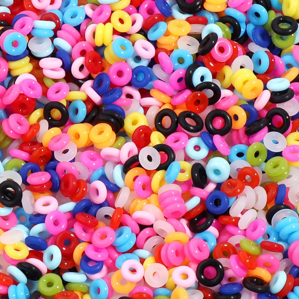 100 pz/lotto Elastico Tappo In Gomma di Silicone Anelli Colorati Rotondi Perline di Posizionamento Per La Collana Del Braccialetto di Fascino FAI DA TE Creazione di Gioielli