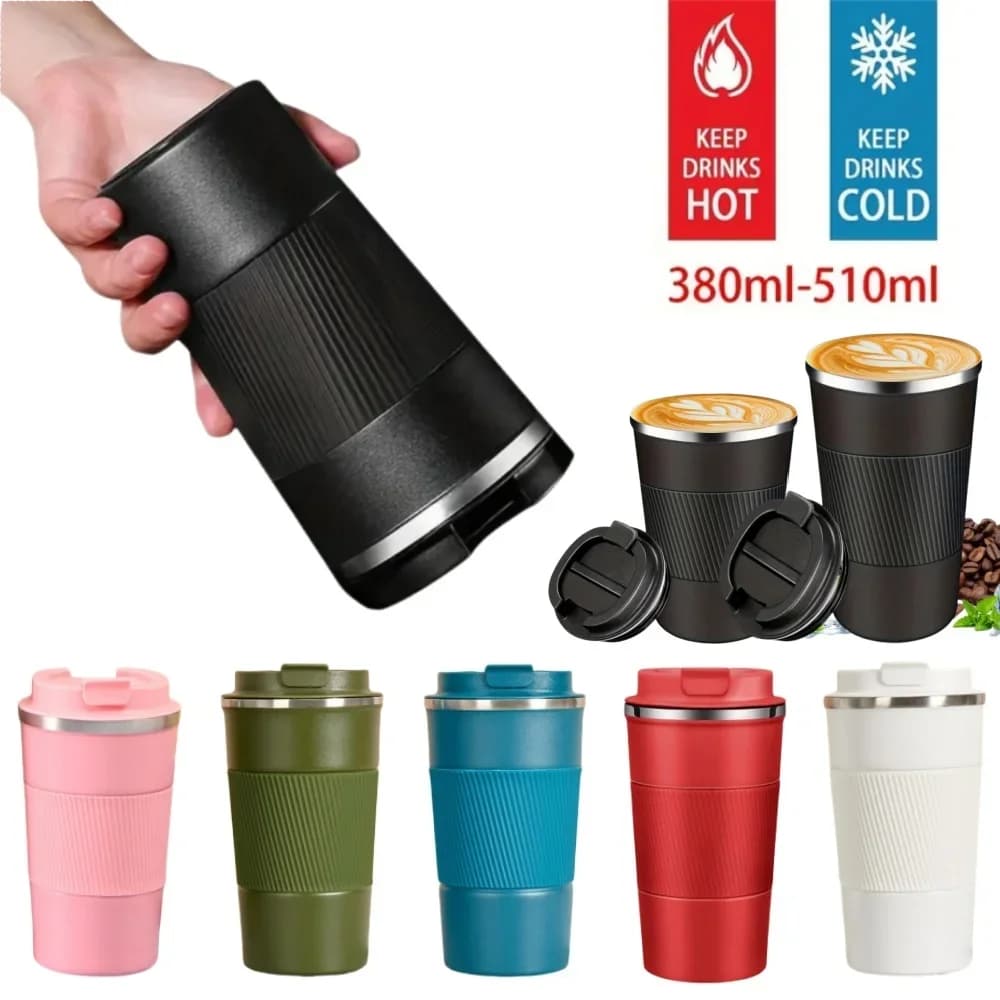 Tazza isolata in acciaio inossidabile Tazza da viaggio a prova di perdite a doppio strato per bottiglia sottovuoto per auto sportiva all'aria aperta Tazza da caffè portatile